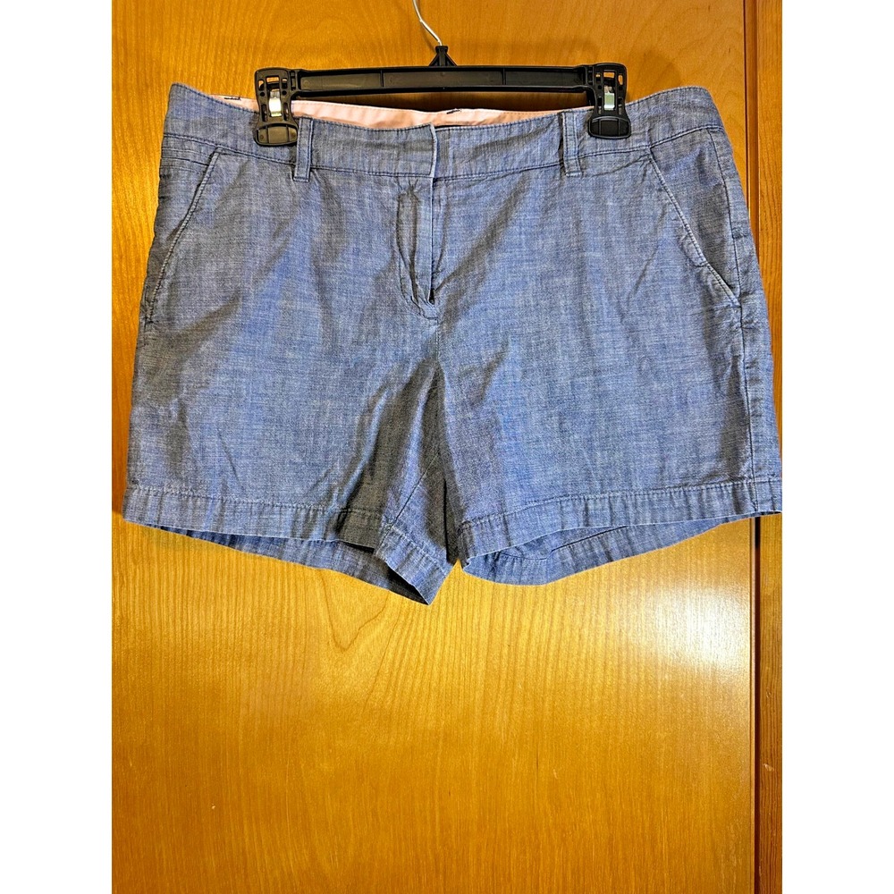 Lands End Women's Chambray Shorts Size 10 Pockets Flat Front Casual Summer‎